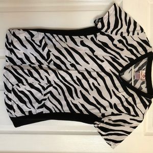White Cross Zebra Scrub Top